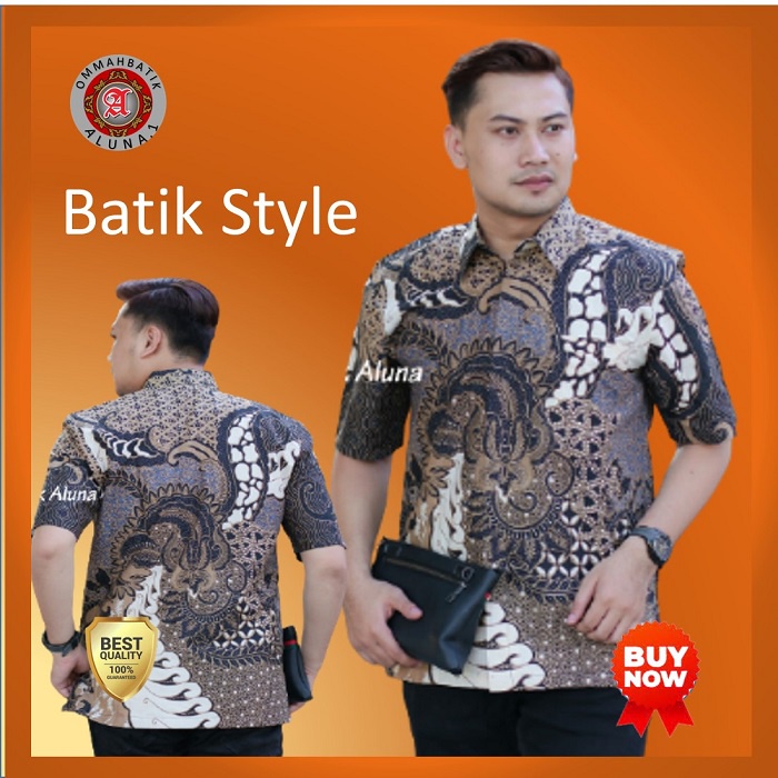 BatikPriaLenganPendekKemejaBatikCowokBajuAtasanBatikPriaBajuKemejaBatikSoloAsliBatikAlunaBatikAlisan