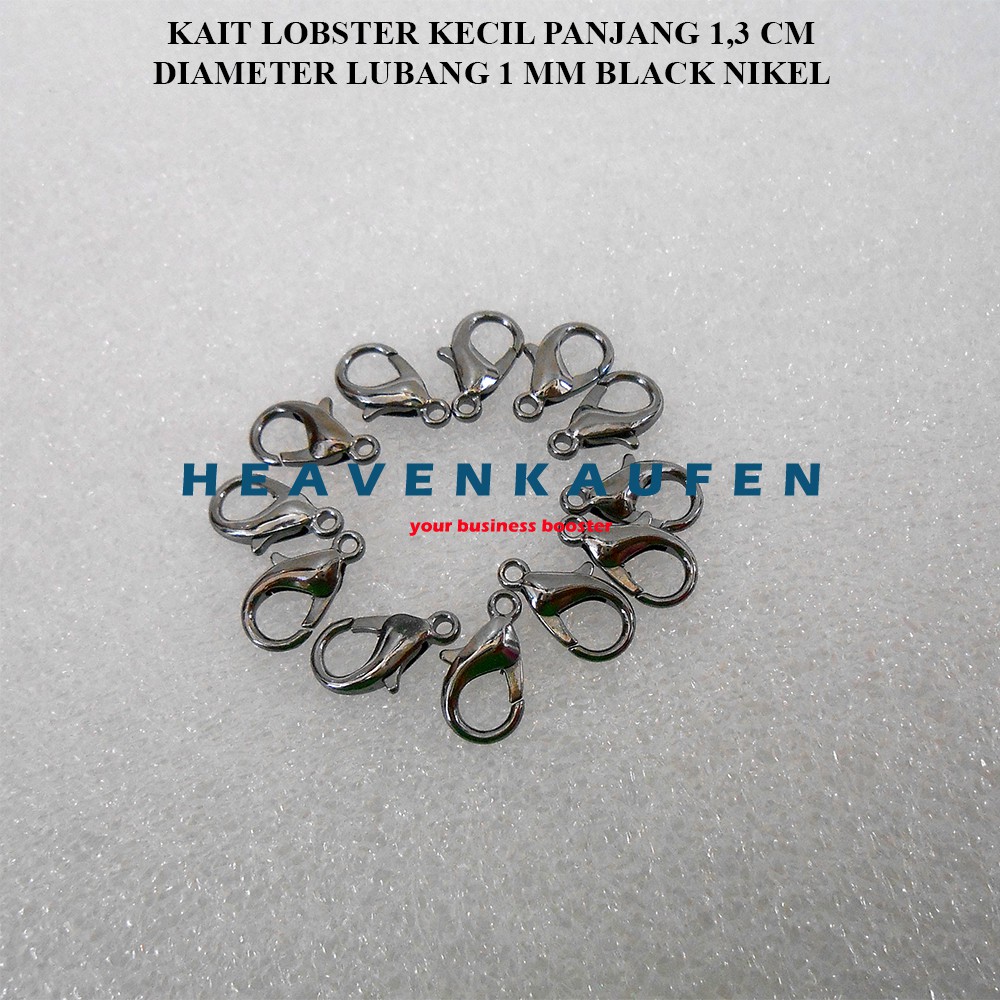 Kokot Udang / Kait Lobster Kecil Panjang 1,3 cm Diameter Lubang 1 mm Warna Black Nikel Per Lusin