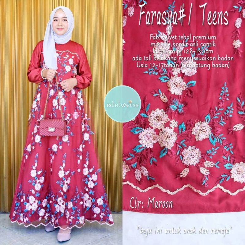 Farasya Dress Teen #1 Gamis Brukat Remaja LD 90 Gamis Bruklat Warna Greentea Classicgrey Rose Gold Brown Ice Blue Dusty Pink Gamis Kondangan Terbaru Gamis Remaja Gamis Anak Perempuan Gamis Lebaran Terbaru Outfit Kondangan Baju Pesta Mewah Dress Muslim