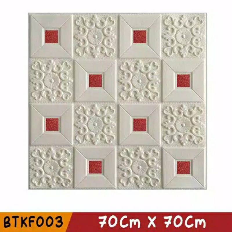 COD Wallpaper 3D Modern Batik Kubik Foam Stiker-Merah