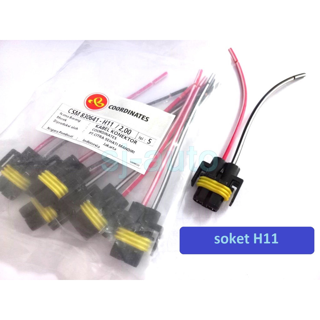 Soket H11 Soket H16 merk coordinates lengkap dengan kabel