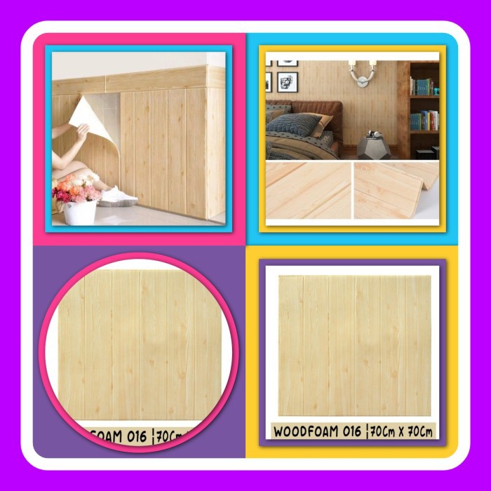 Wallpaper 3D Brickfoam Woodfoam Sticker Dinding Motif Kayu Wooden