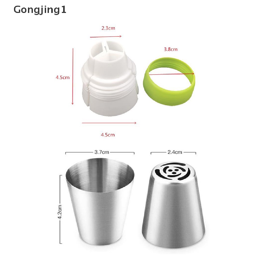 Gongjing1 14pcs / Set Spuit Piping Icing Bentuk Tulip Rusia Bahan Stainless Steel Untuk Dekorasi Kue