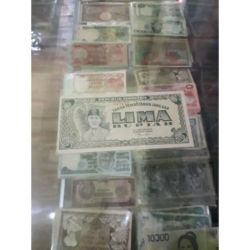 Uang kuno 5 rupiah soekarno orida asli