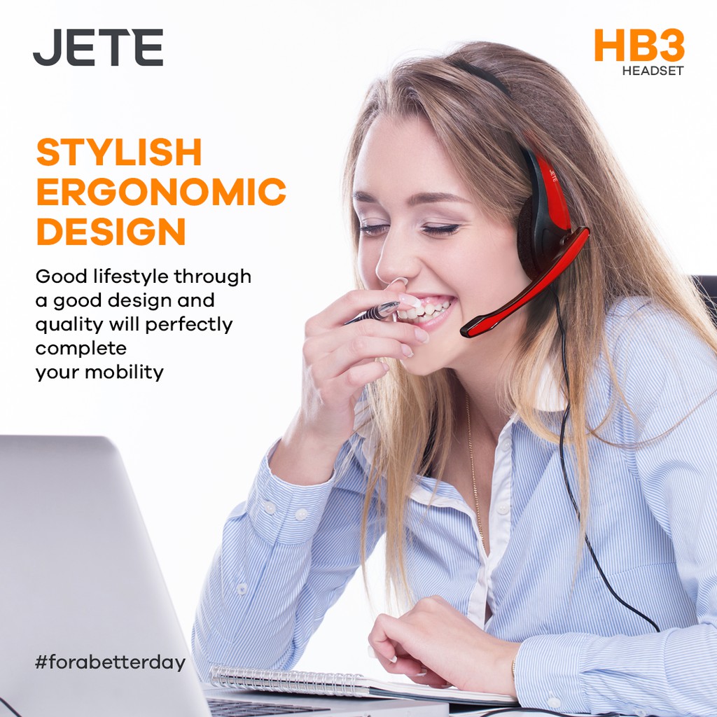 Headset Headphone Microphone JETE HB3  Noise Cancelling - Garansi 2 Tahun
