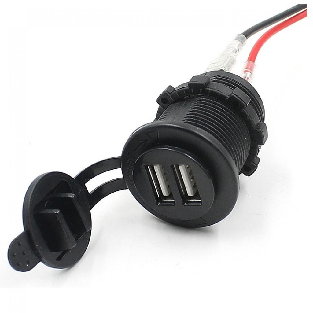 Best Seller ! Powstro Dual USB Port Charging 12-24V for Motorcycle - QC2