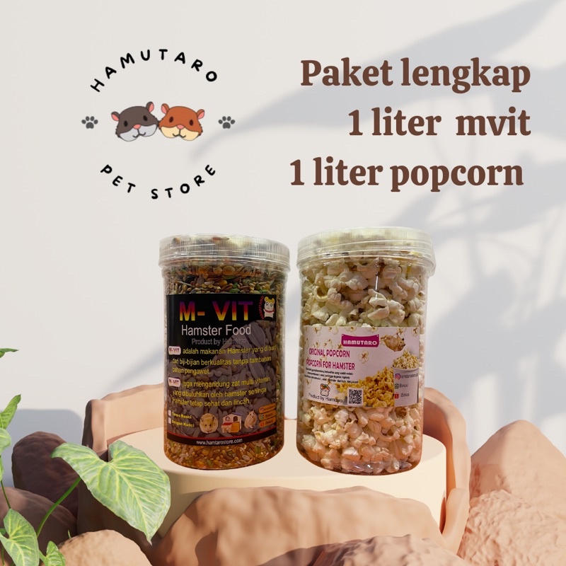 Paket makanan hamster multivitamin dan popcorn  hamster