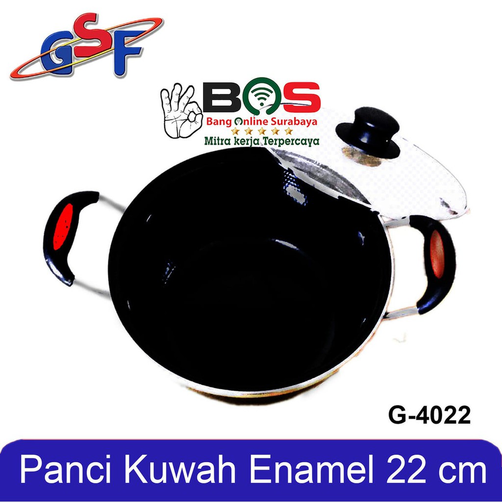 Panci Kuah Tutup Kaca Enamel Panci Kuping Serbaguna GSF 4022 GSF-4022 GSF4022