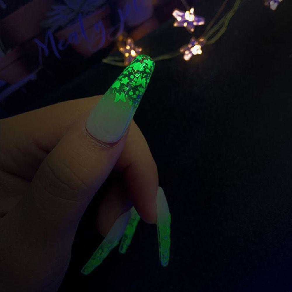 Preva Nail Art Sequin DIY Manicure Neon Kuku Glitter Flakes Glow in the Dark Kupu-Kupu