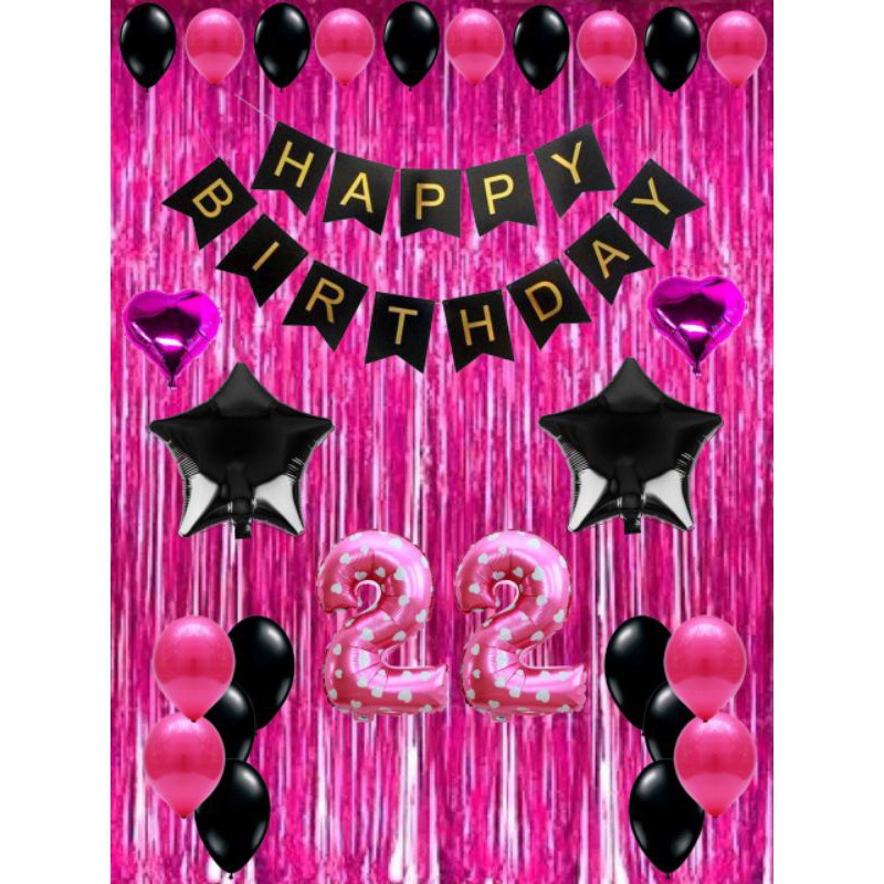 PAKET DEKORASI ULANG TAHUN/ HAPPY BIRTHDAY TEMA MAGENTA UK. 2 X 2 METER