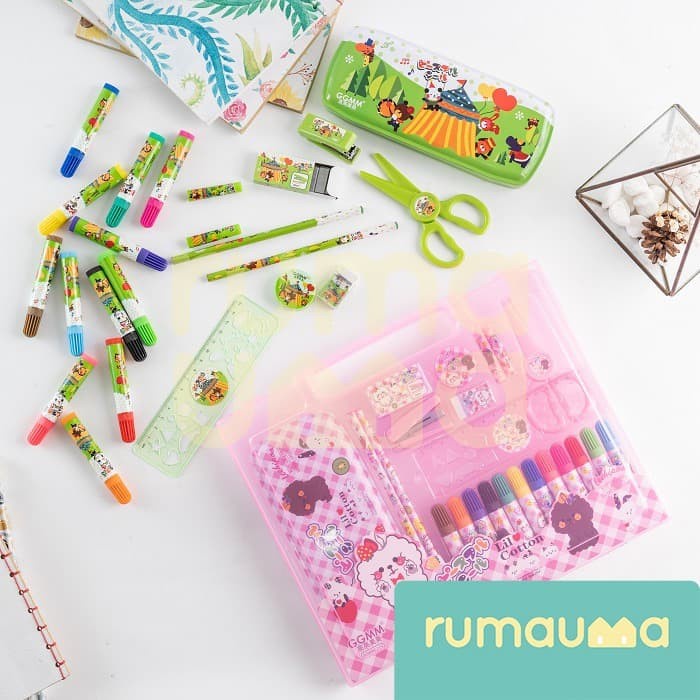 

(TERLARIS) RUMAUMA Set Stationery Mini Spidol - Perlengkapan Tulis Anak Green