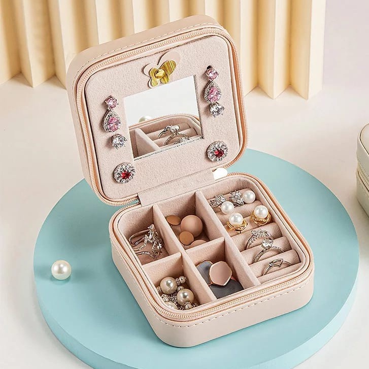 Kotak Perhiasan Travel Jewelry Anting Kalung Cincin Box Penyimpanan Emas Aksesoris Wanita
