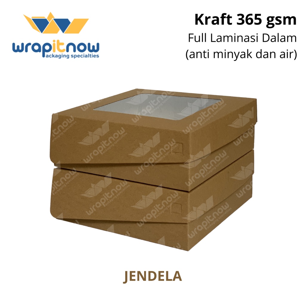Dus Kraft 22 22 7.5 Laminasi// dus roti/ due chiffon cake/ dus bombolini/ dus ayam goreng-Jendela