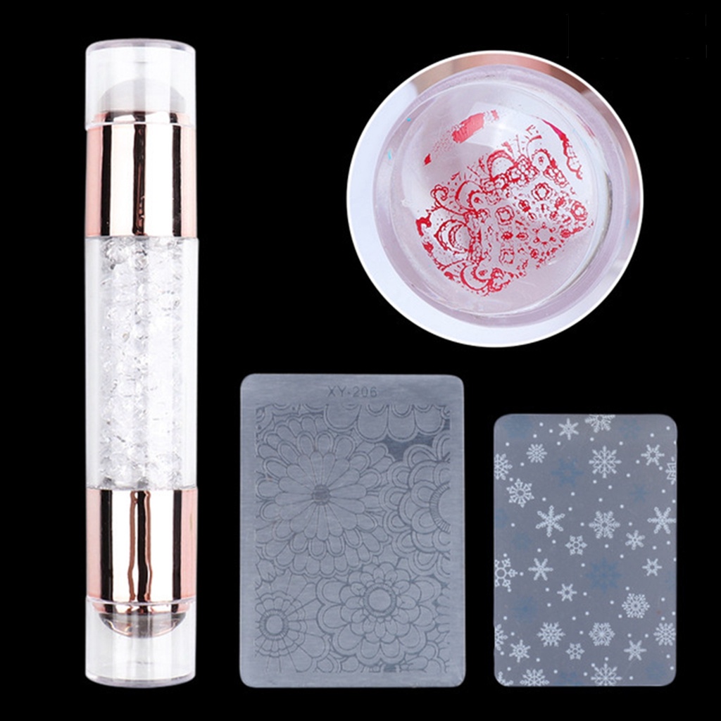 Providence Silicone Double-ended Nail Stamper Stamping Template Manicure Tool with Scraper