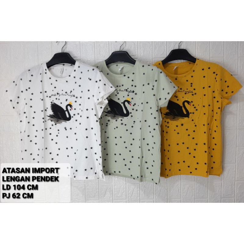 Kaos Spandex Impor Wanita Lengan Pendek original