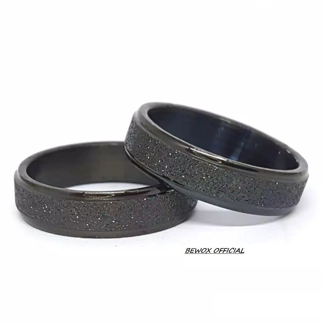 PROMO COD!!! Cincin pasir polos black mewah dan berkelas Berlapis Stainless Steel