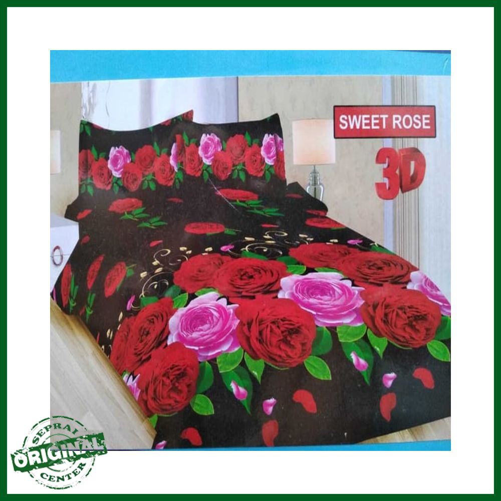 SEPRAI / SPRAI / SPREI B4 BONITA SWEET ROSE No.1 KING 180 SEPRAI HITAM MAWAR MERAH PINK