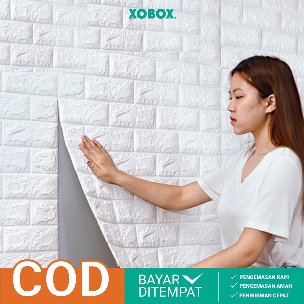 PALING MURAH ! Wallpaper Dinding FOAM Timbul 3D Bata Putih CLASSIC BRICK BEST SELLER D001 - XOBOX