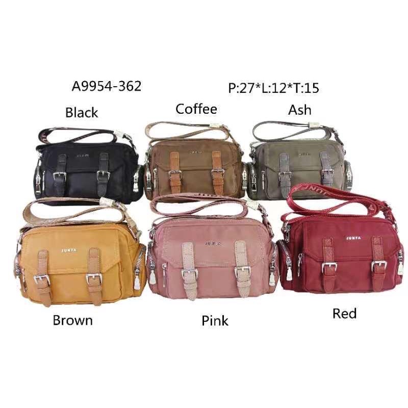 Tas selempang Junfa Bahan Parasut Terbaru. Size 27x12x15 cm. Tas Wanita Tas Selempang wanita Import Tas Junfa Import BEST SELLER TERBARU BISA BAYAR DITEMPAT.!!!!