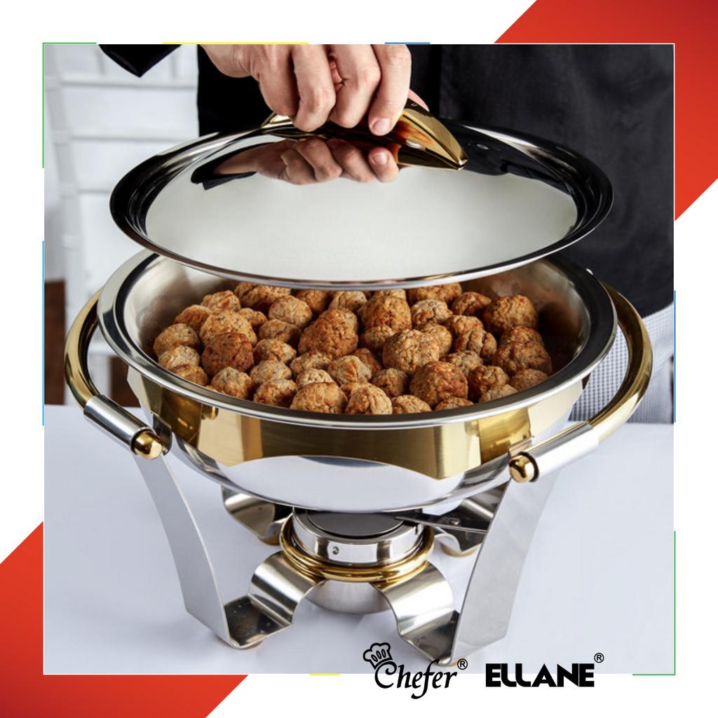 ELLANE ROUND GOLD ACCENTED CHAFING DISH 4 LITER
