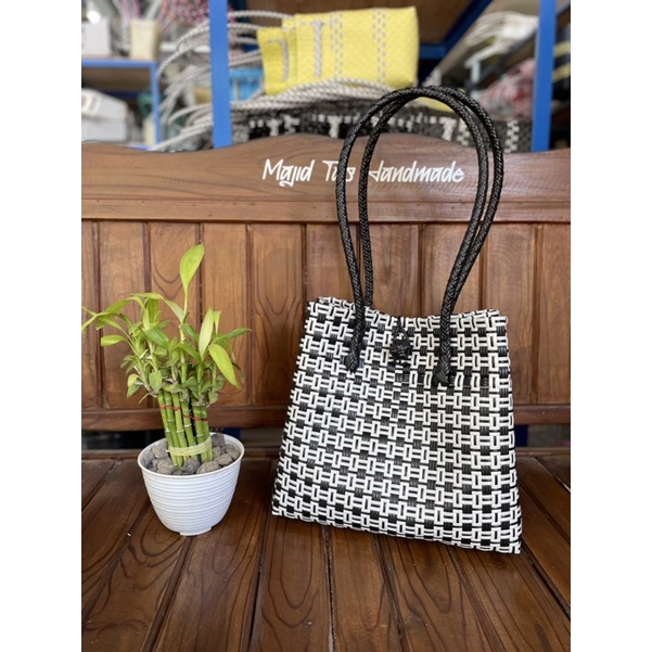 Tote Bag Wanita Jali Premium Motif Catur / Tas Anyaman Plastik Jali