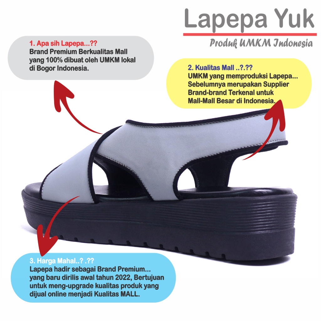 LAPEPA YUK -  Sepatu Sandal Wanita Wedges CLARIE Model Ban dua Tali Strap belakang Hak Tinggi Sole 4 cm Spatu Sendal Gunung Cewek  Size 36 37 38 39 40 Warna BLUE Biru Soft Cewe Kekinian Premium Terbaru Shoes Ori Original Mall Official Store Promo