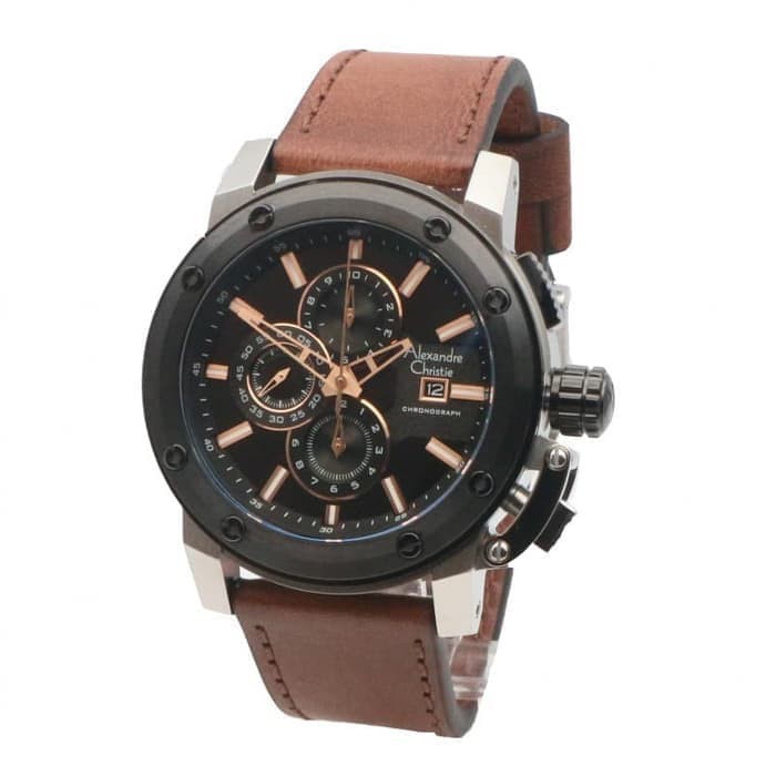 JUAL JAM TANGAN ASLI   ALEXANDRE CHRISTIE AC 6519 / AC6519 PRIA SILVER RING BLACK ORIGINAL   I