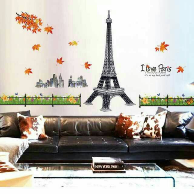 Wallsticker 3D Eiffel Flower Fence/ Paris/ stiker dinding/ 3 dimensi/ dekorasi/ siluet/ bunga