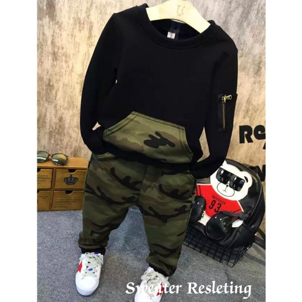 SETELAN SWEATER ARMY RESLETING ANAK LAKI-LAKI 1-5 TAHUN