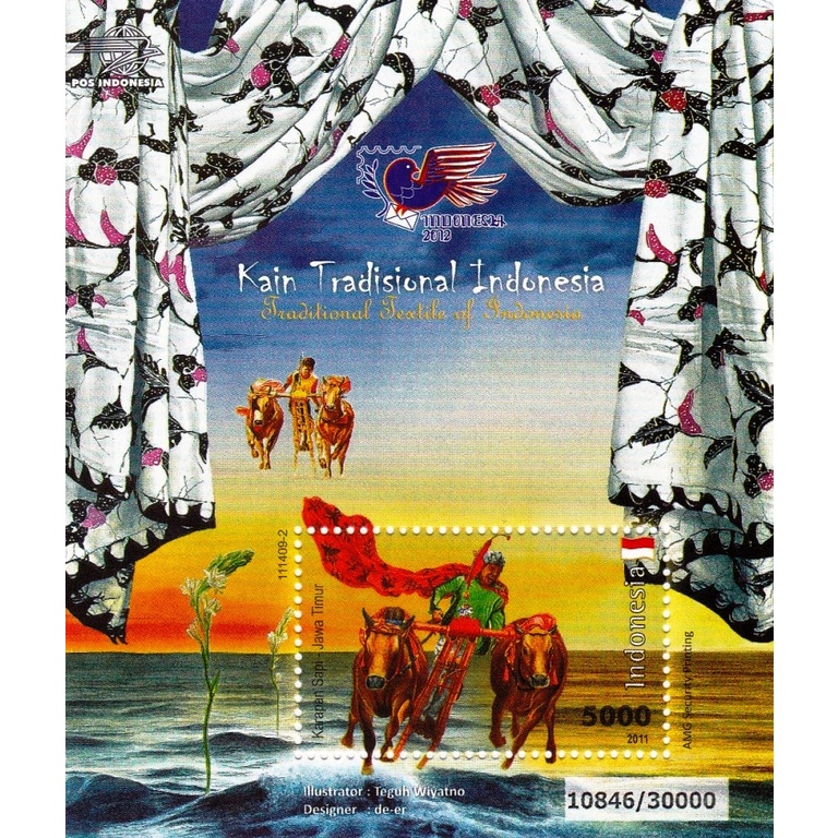 

Perangko Indonesia 2012 Karapan Sapi Kain Tradisional Souvenirsheet MNH