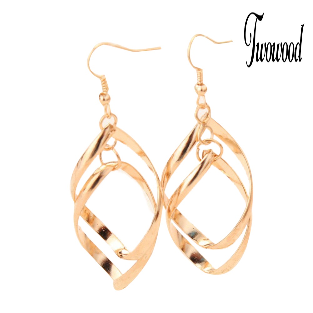 Anting Hook Panjang Menjuntai Bentuk Water Drop Spiral Untuk Wanita