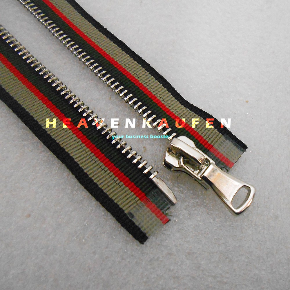 Resleting Zipper Gigi Besi Silver 50 cm Kain Strip Warna Harga Per Biji