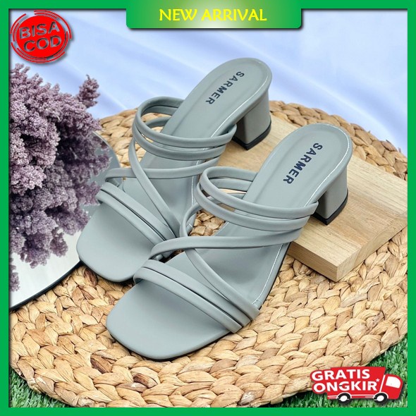 Sandal High Heels Tali Lilit Panjang Sendal Kondangan Haihils Hak Tinggi 7Cm Fashion Remaja Wanita C