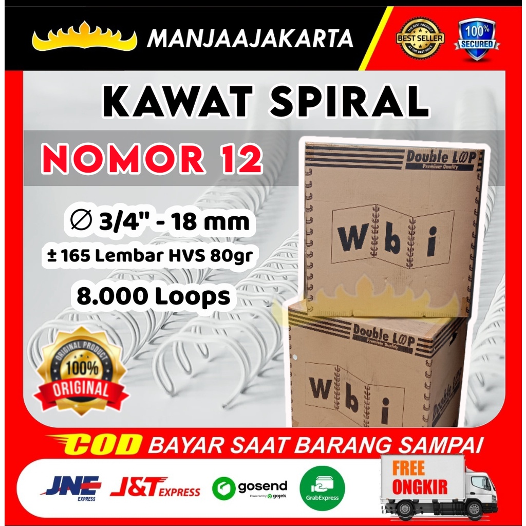 Jilid Spiral WBI Nomor 12 putih Spiral Kawat 3/4 putih Ring Kawat Jilid Buku Agenda Kawat Spiral WBI