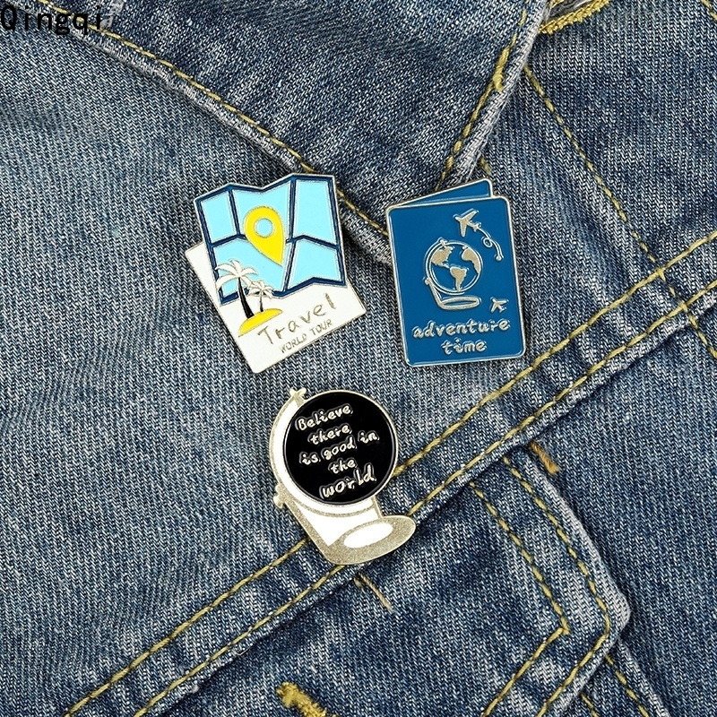 Bros Pin Enamel Desain Peta Dunia Untuk Hadiah