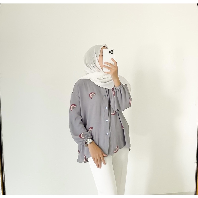 RAINA Oversize | crinkle airflow pom pom pelangi premium