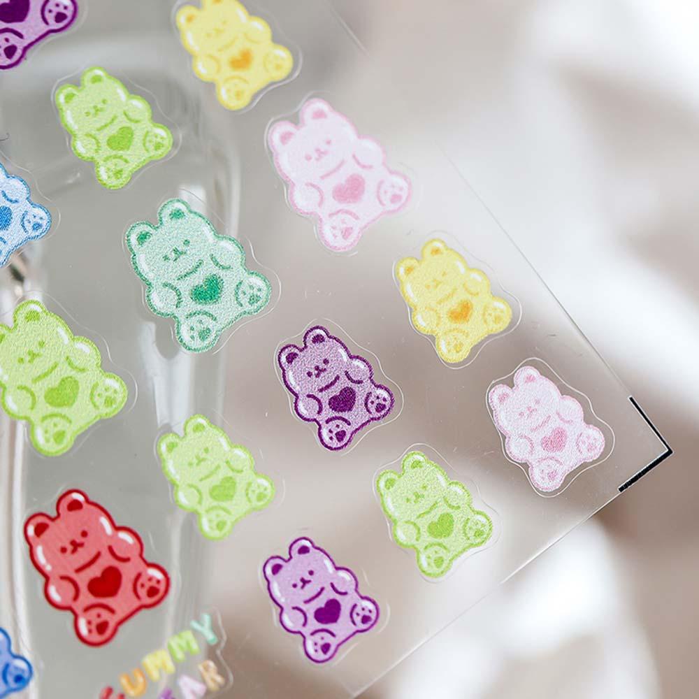 Needway   5D Grafir Stiker Kuku Lucu Decal Gummy Bear DIY Nail Art Desgin