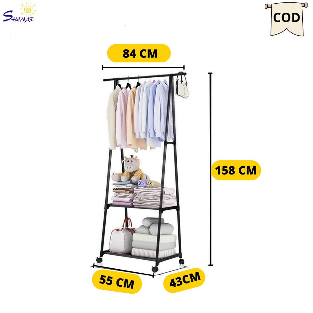 SHENAR COD (2KG)TRIANGLE SHOERACK MULTIFUNGSI | RAK GANTUNGAN BAJU|GANTUNGAN PAKAIAN MINIMALIS | RAK PENYIMPANAN BAJU| RAK PAKAIAN SERBAGUNA DENGAN 4 RODA|TRIANGLE STAND HANGER