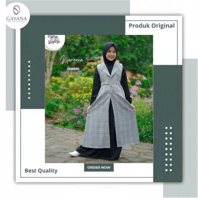 outer wanita fashion muslim blazer formal motif panjang tanpa lengan original by manasikana