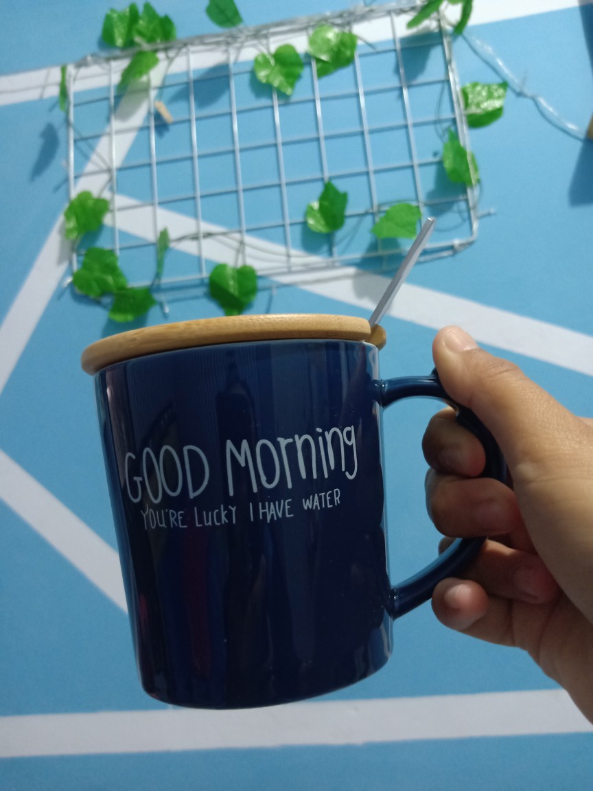 Mug Keramik Good Morning | Coffee Quotes Mug | Gelas Kopi Tumblr