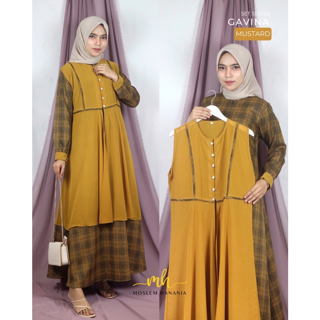 GAMIS KOTAK-KOTAK WANITA TERBARU ROMPI POLOS CERUTY BABY DOLL PREMIUM IMPORT 2021 // SET SERIES GAVI