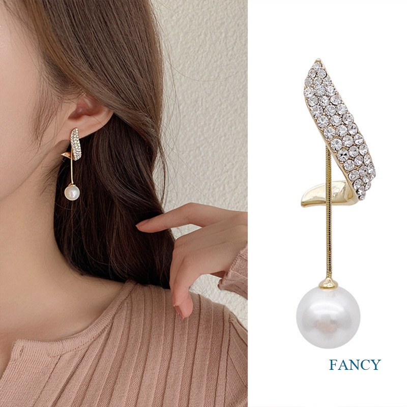 Anting Tusuk Lapis Emas 14K Dengan Mutiarabatu Zircon Berkilau Gaya Korea Untuk Wanita