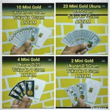Mini Gold Logam Mulia 0,05gr 0,1gr 0,25gr 0,5gr Emas 99,9%.