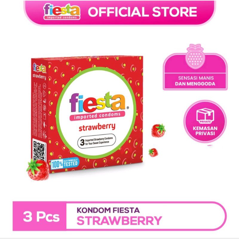 Kondom fiesta aroma strawberry, isi3 pcs original