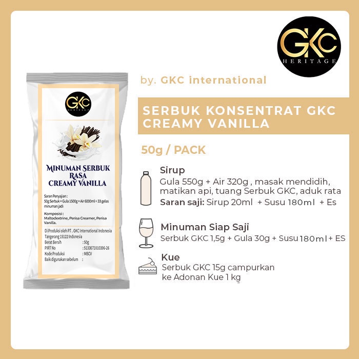

Bubuk Sirup GKC "Rasa Creamy Vanilla" 50g