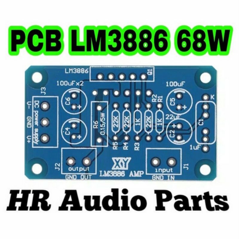 PCB LM3886 Mono Hi-Fi Amplifier 68W DC CT 20V - 28V lm3886tf