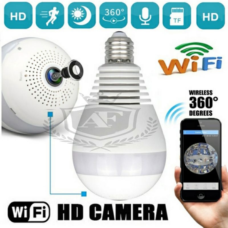 kamera CCTV WiFi bohlam 5MP panoramic 360 bulb lampu app V380 IP camera - V380