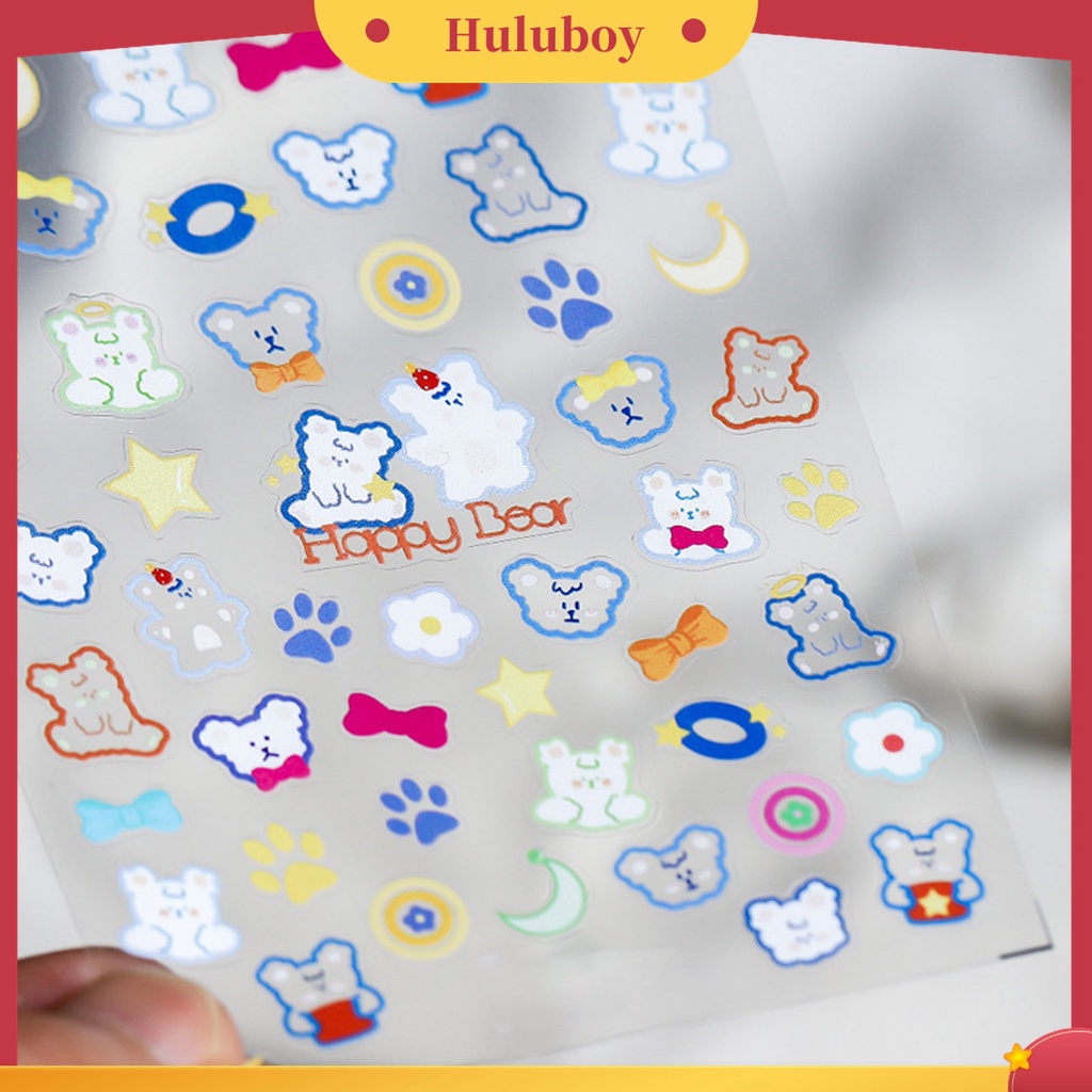 Huluboy Huluboy♡ Stiker Kuku Timbul Motif Kartun Domba Beruang Kecil Lucu Untuk Manicure