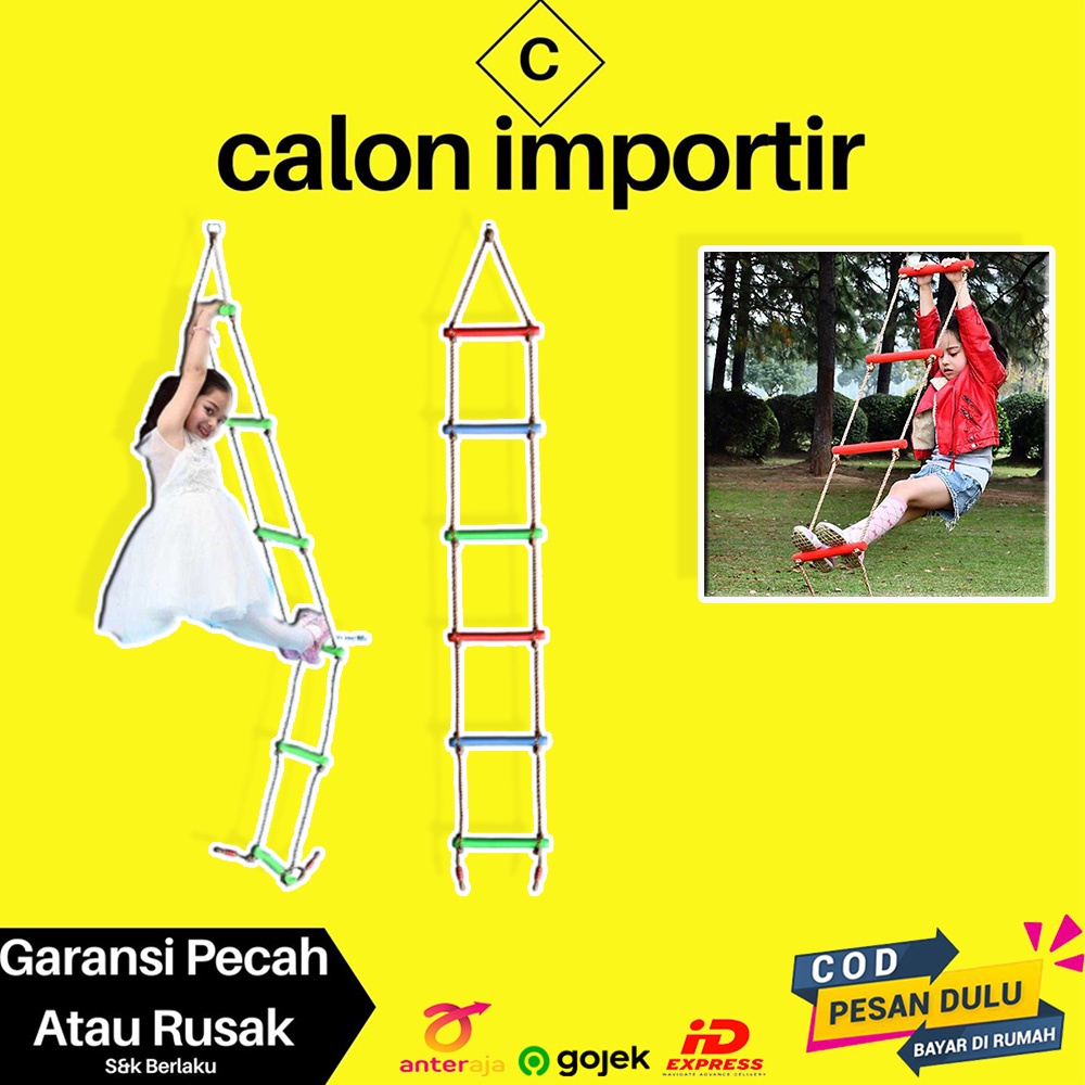 Mainan Panjat Tangga Anak Climbing Ladder Tali Outdoor Playground Tangga Berukuran Panjang Tali Yang