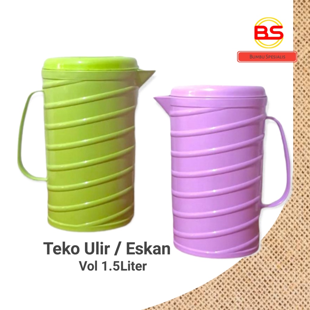 Teko Plastik Air Minum 1.5 Liter / Jug / Pitcher Plastik / Teko Ulir Plastik / Teko Serbaguna Ulir / Teko Eskan / Teko Plastik Warna